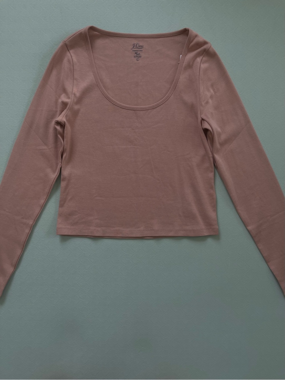 J. Crew Soft Cotton Scoopneck Long Sleeve Top Sz L
